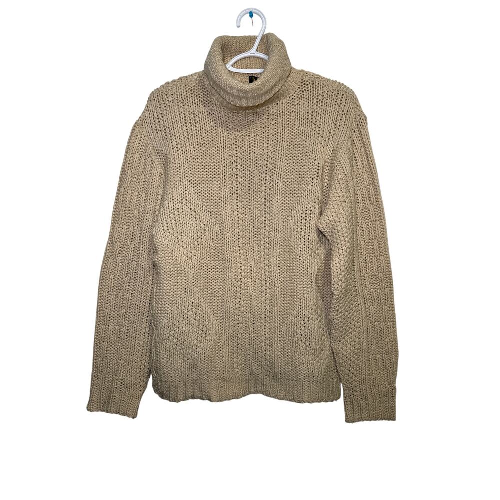 H.I.S. cableknit wool‎ turtleneck sweate womens medium preppy classic academia